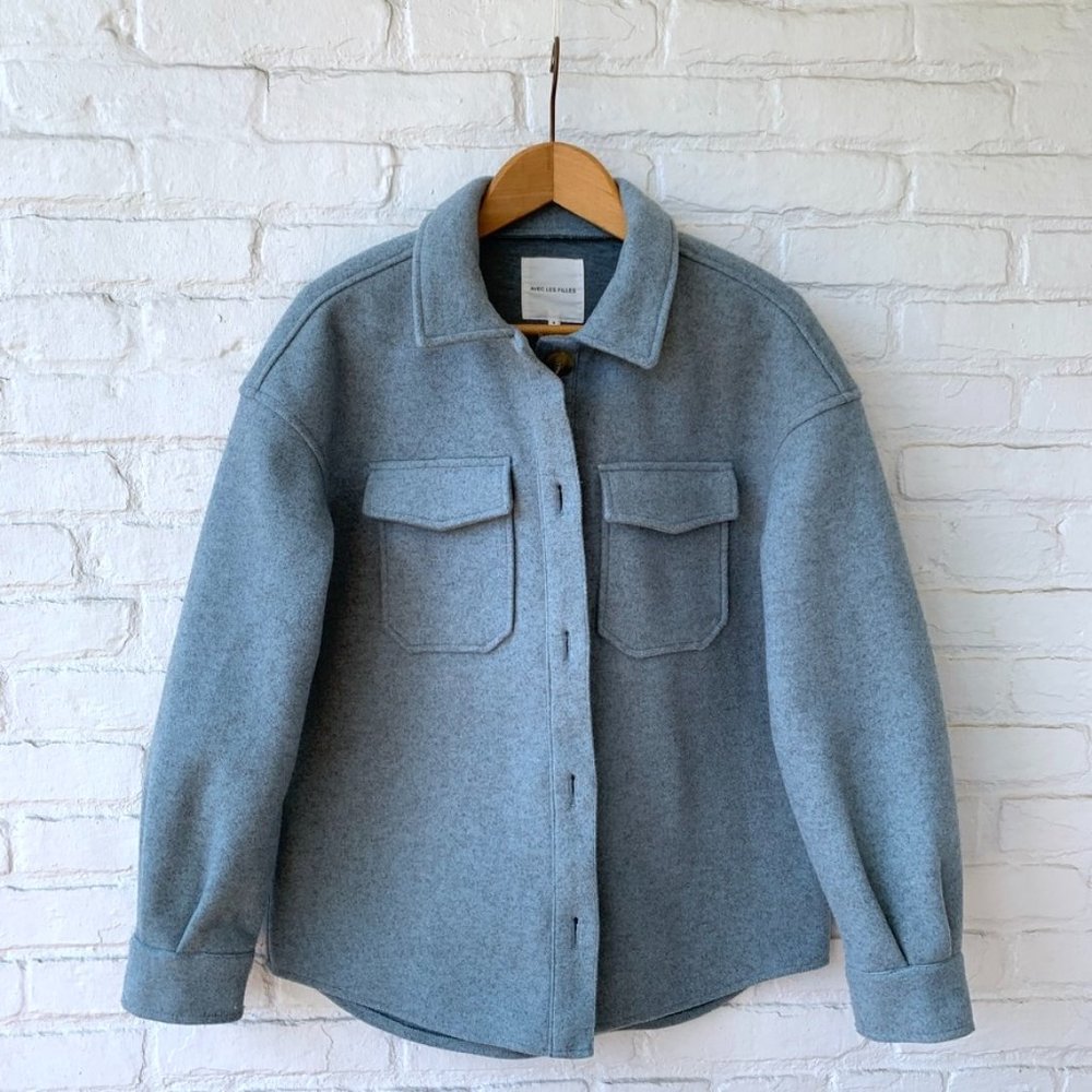 Avec Les Filles Light Blue Wool Shacket